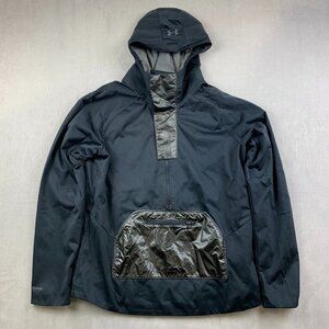 Under Armour Mens Large Anorak Jacket Large Fitted Black Hooded Storm Pullover